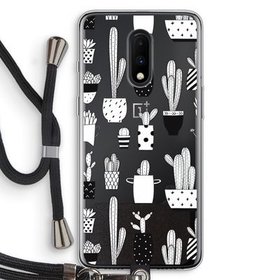 Cactusmotief: OnePlus 7 Transparant Hoesje met koord