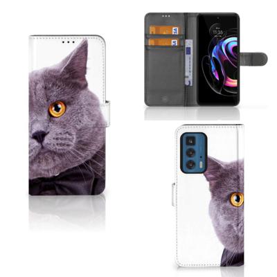 Motorola Edge 20 Pro | Telefoonhoesje | Met pasjeshouder | Kat