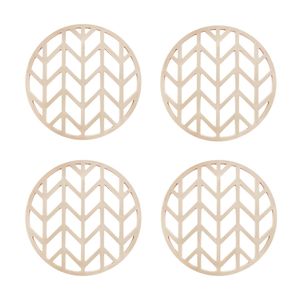 Krumble Pannenonderzetter met pijlen patroon - Beige - Set van 4