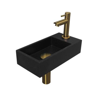 INK - Fonteinpack Quartz Rechts incl. Fonteinkraan - Design Sifon - Design Plug en Montageset - 360x180x90 Mm - Quartz Zwart/mat Goud