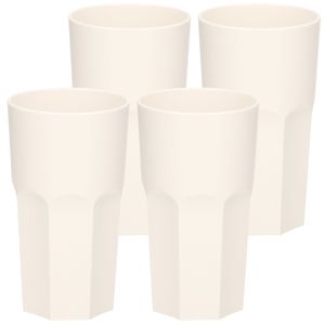 4x stuks onbreekbaar retro glas wit kunststof 33 cl/330 ml