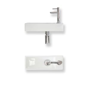 Fonteinset Baseline keramiek 38x14x8 cm wit glans