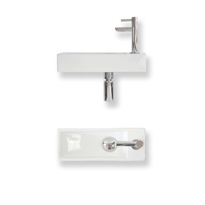 Fonteinset Baseline keramiek 38x14x8 cm wit glans