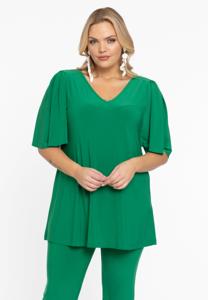 Yoek Tuniek flare met geplooide mouwen | Groen | Maat 38/40