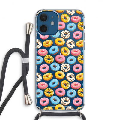 Pink donuts: iPhone 12 Transparant Hoesje met koord