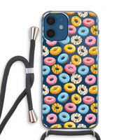 Pink donuts: iPhone 12 Transparant Hoesje met koord
