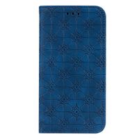 iPhone 7 hoesje - Bookcase - Pasjeshouder - Portemonnee - Bloemenpatroon - Kunstleer - Blauw