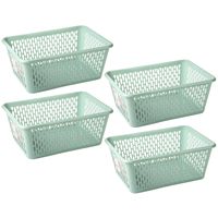 Opbergmand/kastmandje - 4x stuks - 13 liter - mintgroen - kunststof - 26 x 37 x 14 cm