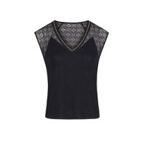 Morgan semi-transparante T-shirt met kant marine - thumbnail