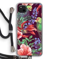 Papegaaien: Pixel 4a Transparant Hoesje met koord
