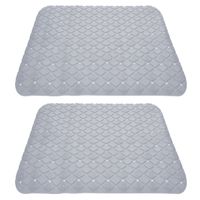 2x stuks anti-slip badmatten licht grijs 55 x 55 cm vierkant - thumbnail