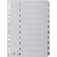Pergamy tabbladen met indexblad, ft A4, 11-gaatsperforatie, karton, set 1-10