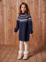 Jacquard jurk in tricot voor meisjes marineblauw