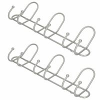 2x Luxe kapstokken / jashaken / wandstokken zilver metaal 3x dubbele brede haak 14 x 40 cm