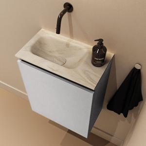 Toiletmeubel Mondiaz Ture Dlux | 40 cm | Meubelkleur Plata | Eden wastafel Ostra Links | Zonder kraangat