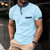 Voor heren Golfshirt golfpolo Werk Casual Revers Korte mouw Basic Modern Kleurenblok Lapwerk nappi Lente zomer Normale pasvorm Zwart Wit Blozend Roze Leger Groen Hemelsblauw Oranje Golfshirt Lightinthebox - thumbnail