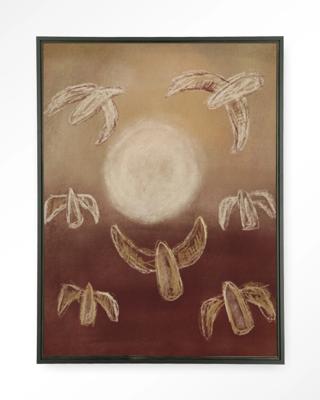 Urban Cotton Wandkleed 'Birds By Night' 110 x 145cm in Floating Frame - black