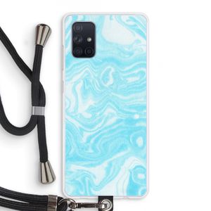 Waterverf blauw: Samsung Galaxy A71 Transparant Hoesje met koord