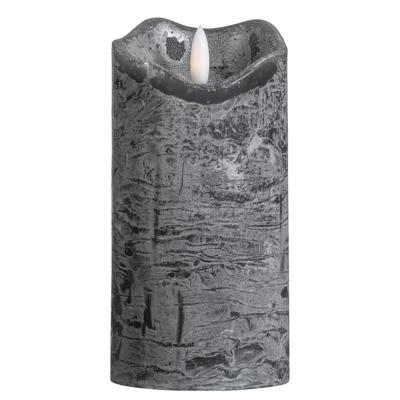 Leen Bakker - LED Kaars Rustiek - Donker - 15xØ7,6 Cm - Paraffine - Grijs
