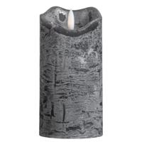 Leen Bakker - LED Kaars Rustiek - Donker - 15xØ7,6 Cm - Paraffine - Grijs