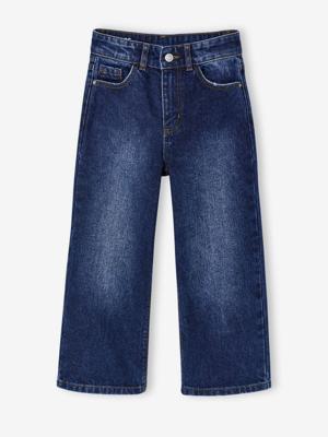 Wijde meisjesjeans medium lichaamsbouw donkerblauw