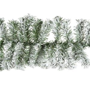 Dennenslinger/dennen guirlande - groen - besneeuwd - 270 x 9,5 cm - PVC - 160 tips