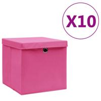 VidaXL Opbergboxen met deksel 10 st 28x28x28 cm roze