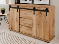 Dressoir MANNY 140 cm 2 schuifdeuren 3 lades flagstaff eik - thumbnail