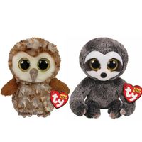 Ty - Knuffel - Beanie Boo's - Percy Owl & Dangler Sloth - thumbnail
