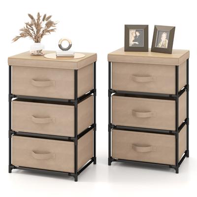 Nachtkastje Met Stoffen Lades Bijzettafel Met Metalen Frame Stoffen Ladekast Kledingkast