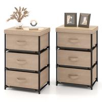 Nachtkastje Met Stoffen Lades Bijzettafel Met Metalen Frame Stoffen Ladekast Kledingkast