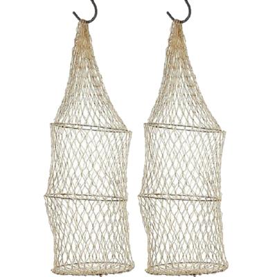 Decoratie visnet - 2x stuks - met 3 ringen - 16 x 48 cm - vissers fuik - Siernet - nautisch net