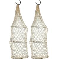 Decoratie visnet - 2x stuks - met 3 ringen - 16 x 48 cm - vissers fuik - Siernet - nautisch net