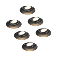 6x Lugo LED inbouwspots Trimless - Zwart - Dimbaar - 5 Watt 450 Lumen - 2700K Warm Wit Licht - Kantelbaar - IP65 - Voor Binnen & Buiten