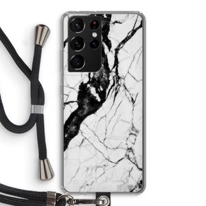 Witte marmer 2: Samsung Galaxy S21 Ultra Transparant Hoesje met koord