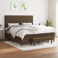 Boxspring met matras stof donkerbruin 160x200 cm