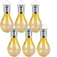 Sunnydays Solar sfeer hanglamp - 12x - tuin - lampenbol - geel - kunststof - 15 cm