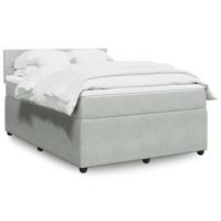 Boxspring met matras fluweel lichtgrijs 140x190 cm