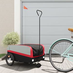 Fietstrailer 45 kg ijzer zwart en rood