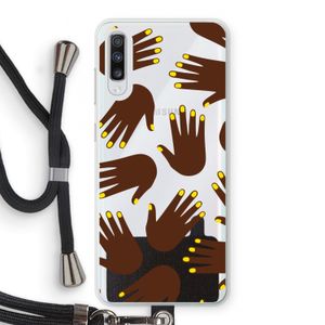 Hands dark: Samsung Galaxy A70 Transparant Hoesje met koord