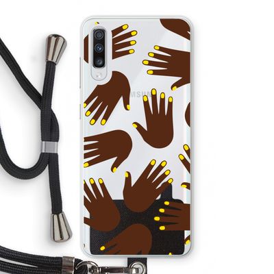 Hands dark: Samsung Galaxy A70 Transparant Hoesje met koord