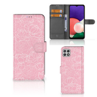 Samsung Galaxy A22 5G Hoesje White Flowers - thumbnail