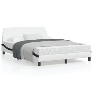 Bedframe met hoofdbord kunstleer zwart en wit 120x200 cm