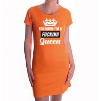 Oranje You know i am a fucking queen Koningsdag jurkje dames - thumbnail