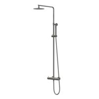 Regendoucheset IVY Bond Opbouw Thermostatisch 30 cm Slim Staaf Handdouche Geborsteld Metal Black PVD