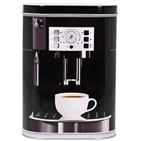 Excellent Houseware Koffie bewaarblik / bus - zwart - koffiemachine print - 1800 ml