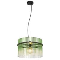 Globo Zwarte hanglampGorley met groen glas Ø 40cm - 15698HG