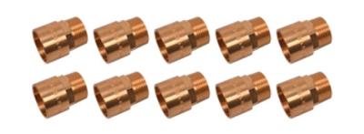 Kirchhoff Overgangsnippel van rood messing, blank, 18 mm x 3/4"ET, 1 socket (4243g) (10x) - 989088255