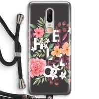 Hello in flowers: OnePlus 6 Transparant Hoesje met koord