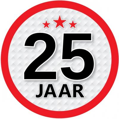 25 jaar leeftijd sticker - rond - Dia 15 cm - 25 jaar verjaardag - jubileum - leeftijd versiering